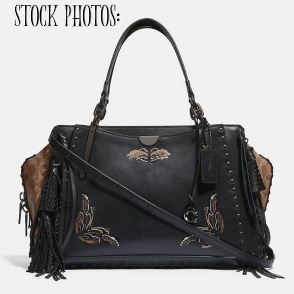 Coach Tattoo Dreamer 36 Chelsey Champlain Fringe Moth Gothic Skull Black Bag - Picture 15 of 15